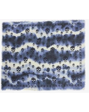 McQueen Classic Skull Scarf - Blue