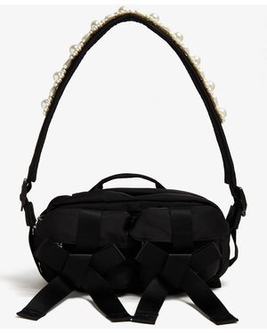 Simone Rocha Beaded Classic Bow Crossbody Bag - Black