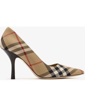 Burberry Check Dame High Pumps - White