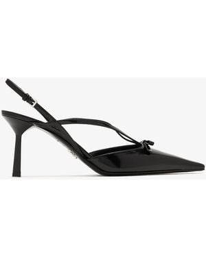 Prada Brushed Leather Slingback Pumps - White