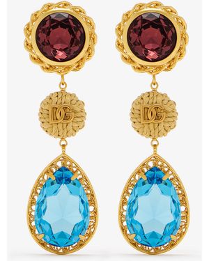 Dolce & Gabbana Rhinestone Clip Earrings - Blue