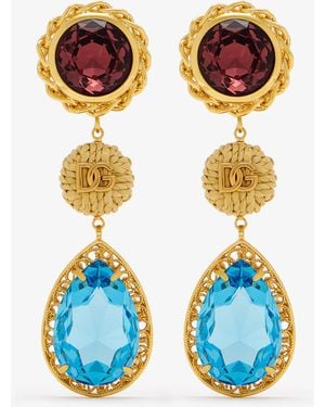 Dolce & Gabbana Rhinestone Clip Earrings - Blue