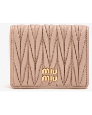 Miu Miu Small Matelassé Nappa Leather Wallet - Pink