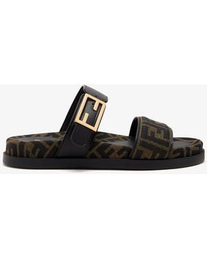 Fendi Ff Feel Slides - Black