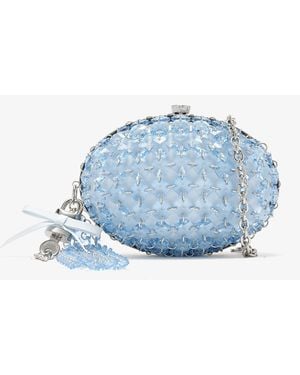 Self-Portrait Oval Crystal Clutch - Blue