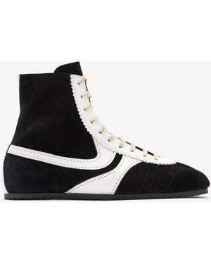 Dries Van Noten Suede High-Top Sneakers - White
