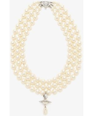 Vivienne Westwood Three-Row Pearl Drop Choker - White