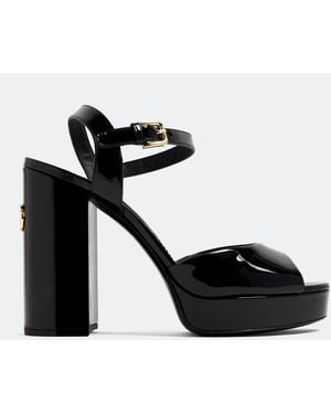 Dolce & Gabbana Patent Leather Platform Sandals - Black