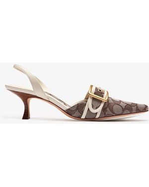 COACH Margot Signature Slingback Pumps - White