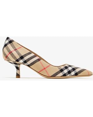 Burberry Check Dame Pumps - White