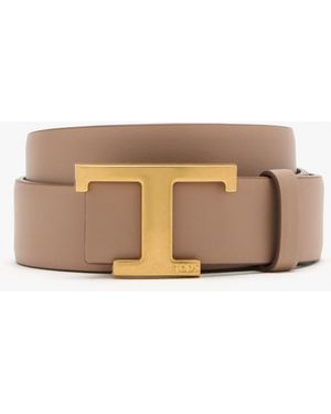 Tod's T Timeless Reversible Belt - Natural