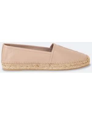 Saint Laurent Monogram Leather Espadrilles - Natural