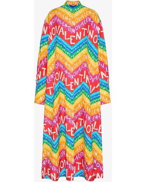 Valentino Garavani Chevron 24 Popeline Midi Dress - White