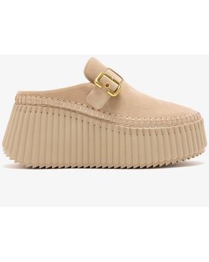 Chloé Nama Wedge Mules - Natural