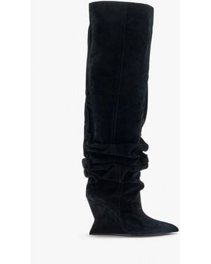 Balmain Wedge Thigh-High Boots - Black