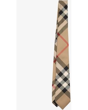 Burberry Check Silk Tie - White