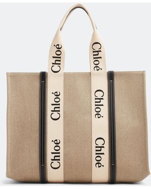 Chloé Woody Large Tote Bag - Natural