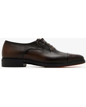 Santoni Leather Easy-On Oxford Shoes - Black
