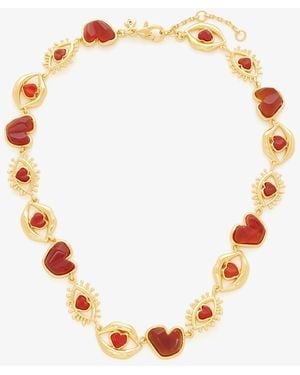 Ryenn's Eyes Carnelian Eye Heart Lips Necklace - White