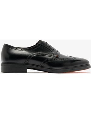 Santoni Easy Brogue Lace-Up Shoes - Black