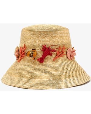 Aquazzura Marea Straw Bucket Hat - White