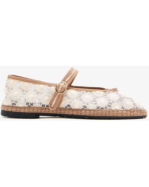 Flabelus Pierre Sunflower Mary Jane Shoes - White