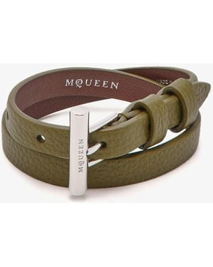 McQueen T-Bar Double Wrap Bracelet - Green