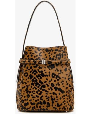 TOTEME Belted Animal-Print Bucket Bag - Natural