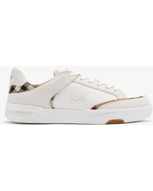 Burberry Leather And Nylon Harrow Sneakers - Natural