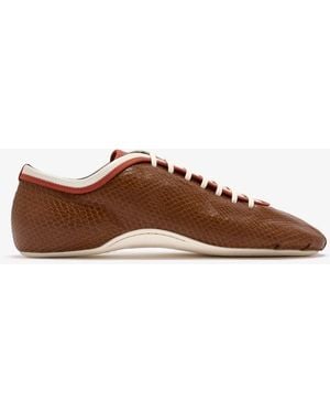 Dries Van Noten Snake-Effect Leather Sneakers - Brown