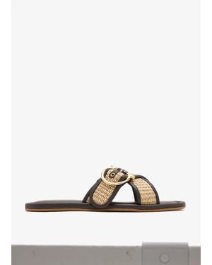 Ferragamo Double Strap Gancini Ornament Sandals - White