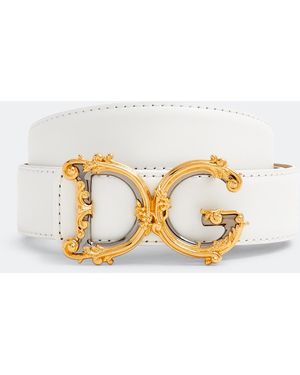 Dolce & Gabbana Logo Calfskin Belt - White