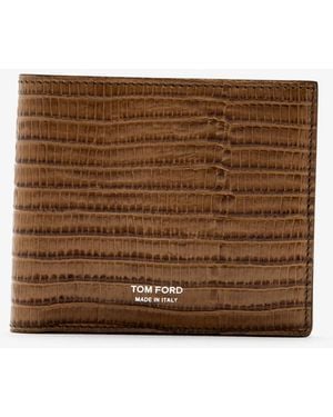 Tom Ford Leather Bi-Fold Wallet - Brown