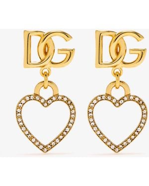 Dolce & Gabbana Dg Logo Heart Stud Earrings - Metallic