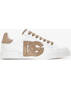Dolce & Gabbana Calfskin Portofino Light Strobel Sneakers - White
