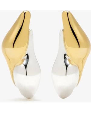 Jenny Bird Egret Huggie Earrings - Metallic