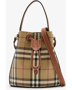 Burberry Mini Check Bucket Bag - Natural