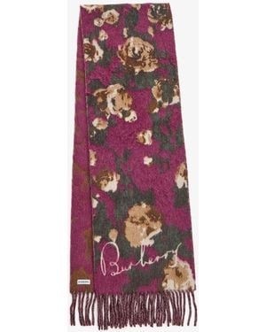 Burberry Rose Alpaca Wool-Blend Scarf - White