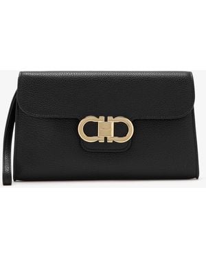 Ferragamo Double Gancini Clutch - Black