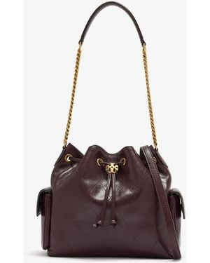 Tory Burch Charlie Quilted Drawstring Shoulder Bag - Brown