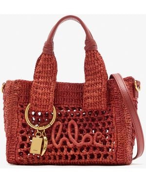 Chloé Mini Summer Banana East-West Tote Bag - Red
