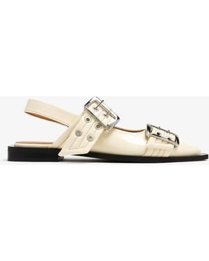 Ganni Buckle Ballerinas - White