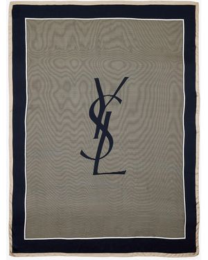 Saint Laurent Cassandre Striped Stole - Gray