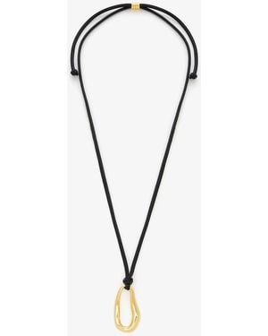 Ryenn's Eyes Sculpted Link Leather Pendant Necklace - Black