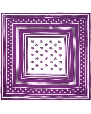 Dolce & Gabbana Dg Logo Print Silk Twill Scarf - Purple