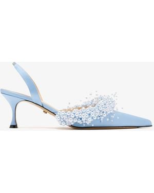 Mach & Mach Pearl Slingback Pumps - White