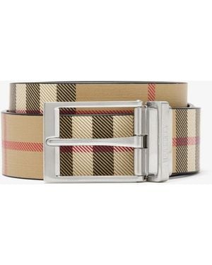 Burberry Reversible Check Belt - Natural