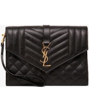 Saint Laurent Monogram Envelope Clutch - Black
