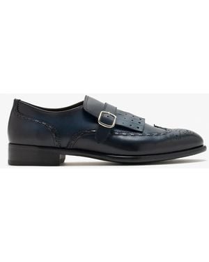 Doucal's Leather Monk Strap Shoes - Blue