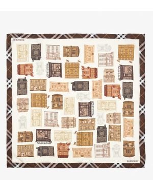 Burberry Storefront Print Silk Scarf - Natural